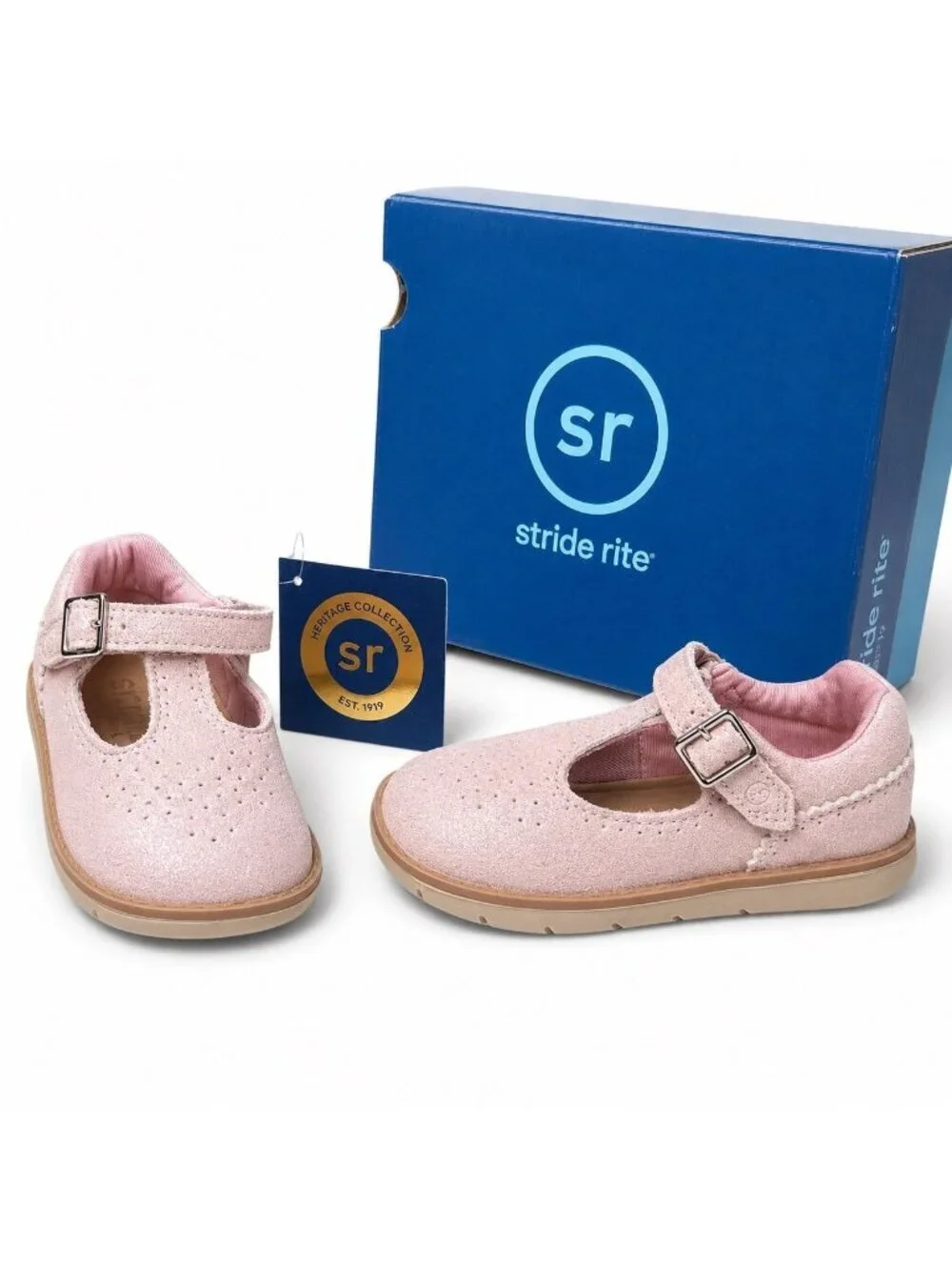 Stride Rite SRT Nell Rose Gold Leather Mary Jane Toddler Girls Shoes 5 WIDE